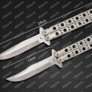 Personalized 400 Silver-Spotted 12cm”blade High Carbon Folding Butterfly Knife with Leather Sheath