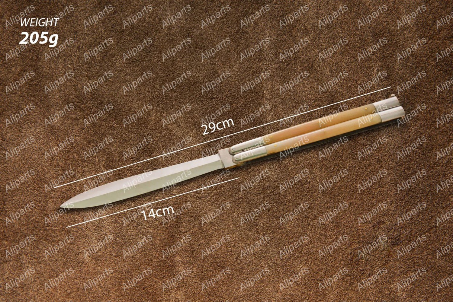 Personalized Custom D2 Tool Steel Folding Butterfly Stainless Steel Bone Inserts with Leather Sheath
