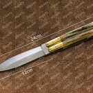 Personalized D2 Tool Steel Folding Butterfly Stainless Steel Brass with Bone Inserts +Leather Sheath