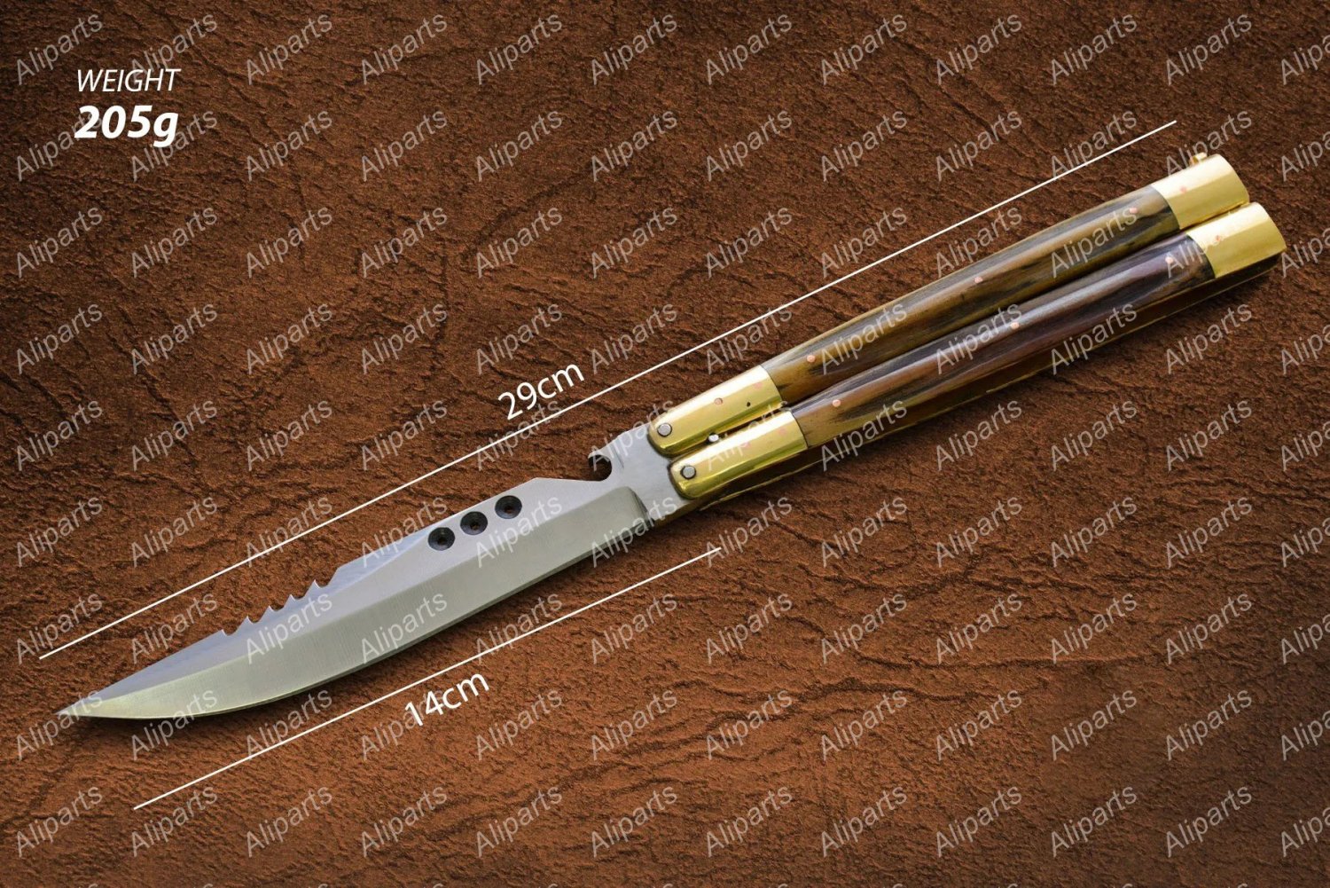 Personalized D2 tool steel Folding butterfly Stainless Steel bone Inserts With Leather Sheath