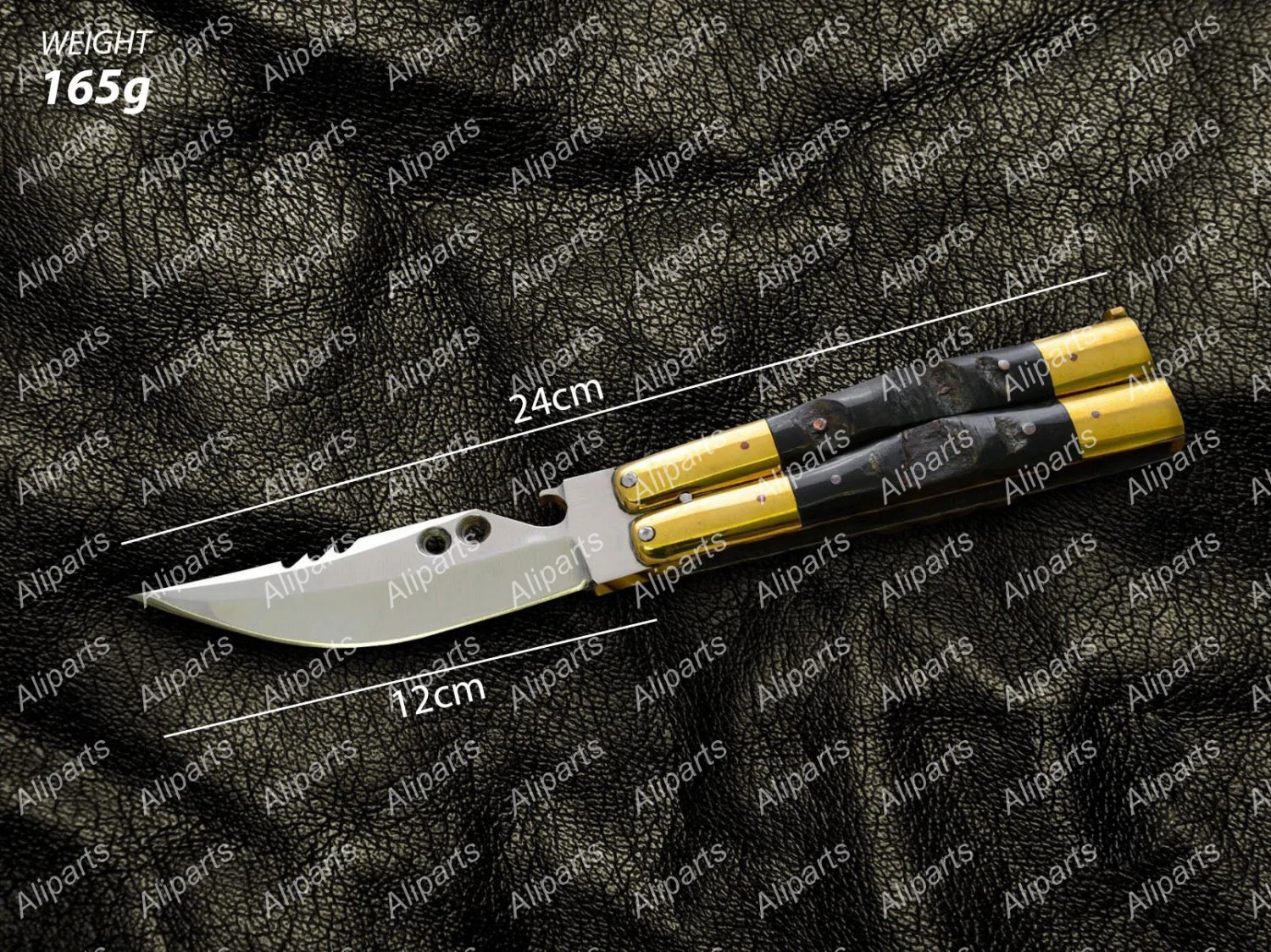 Personalized D2 tool steel Folding butterfly Stainless Steel buffalo horn Insert with Leather Sheath