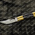 Personalized D2 tool steel Folding butterfly Stainless Steel buffalo horn Insert with Leather Sheath