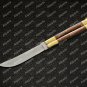 High Carbon Steel Folding Butterfly Stainless Steel High Grains Rose Wood Inserts + Leather Sheath