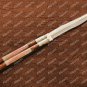 High Carbon Steel Folding Butterfly Stainless Steel with Walnut Burl Wood Inserts + Leather Sheath