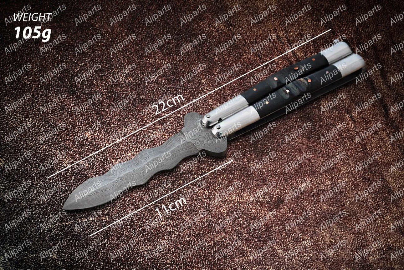 Personalized High Carbon Steel Folding Butterfly Brass with Stainless Steel with Water Buffalo Horn