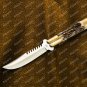 Personalized D2 Tool Steel Folding Butterfly Stainless Steel Brass with Philippine Deer Horn Inserts
