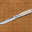 Personalizedd2 Tool Steel Folding Butterfly Stainless Steel Dye Bone Inserts Knives + Leather Sheath