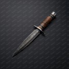 PERSONALIZED CUSTOM HANDMADE DAMASCUS DAGGER WITH BEAUTIFUL LEATHER HANDLE WITH LEATHER SHEATH