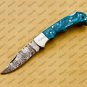 Customize Damascus Pocket Folding Knife Groomsmen Gifts Anniversary Gift Authentic with Sharping Rod