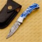 Customize Damascus Pocket Folding Knife Groomsmen Gifts Anniversary Gift Authentic with Sharping Rod