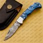 Customize Damascus Pocket Folding Knife Groomsmen Gifts Anniversary Gift Authentic with Sharping Rod