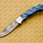 Customize Damascus Pocket Folding Knife Groomsmen Gifts Anniversary Gift Authentic with Sharping Rod
