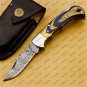 Customize Damascus Pocket Folding Knife Groomsmen Gifts Anniversary Gift Authentic with Sharping Rod