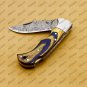 Customize Damascus Pocket Folding Knife Groomsmen Gifts Anniversary Gift Authentic with Sharping Rod