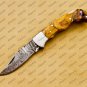 Customize Damascus Pocket Folding Knife Groomsmen Gifts Anniversary Gift Authentic with Sharping Rod