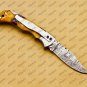 Customize Damascus Pocket Folding Knife Groomsmen Gifts Anniversary Gift Authentic with Sharping Rod