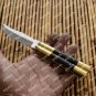 Custom Handmade Original Folding Butterfly Knife Brass with Kamagong Wood Inserts + Leather Sheath