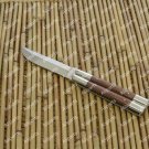 Custom Handmade Original Folding Butterfly Knife Brass with Narra Wood Handle Inserts+Leather Sheath