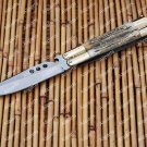 Custom Handmade D2 Tool Steel Original Folding Butterfly Knife World Class Knives + Leather Sheath