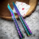 Custom Handmade Heavy-Duty Folding Butterfly Knives Stainless Steel with Leather Sheath, Butterfly