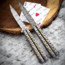 Custom Handmade Heavy-Duty Folding Butterfly Knives Stainless Steel with Leather Sheath, Butterfly