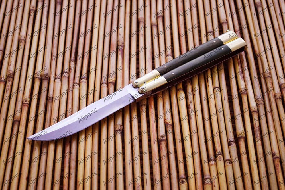 Custom Handmade Heavy-Duty Folding Butterfly Knives Brass with Bone Inserts, Balisong Butterfly