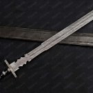 Beautiful Custom Handmade 30 Inches Damascus Steel Hunting Sword with Sheath