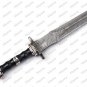 Custom Handmade Damascus Steel Sword With Stained Wood Handle + Leather Sheath