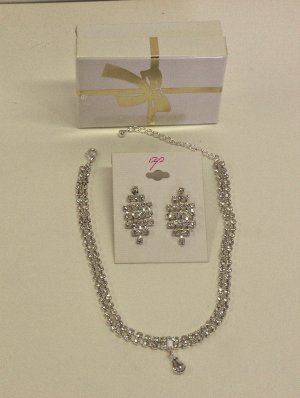 NEW - Rhinestone Choker and Earring Set