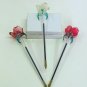 NEW - 3 Handblown Glass Flower Guest Book Pens