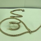 USED - Gold Tone Serpent Necklace & Spiral Bracelet w/ Green Jewel Eyes Greek, Egyptian, Goddess