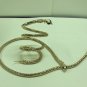USED - Gold Tone Serpent Necklace & Spiral Bracelet w/ Green Jewel Eyes Greek, Egyptian, Goddess