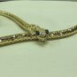 USED - Gold Tone Serpent Necklace & Spiral Bracelet w/ Green Jewel Eyes Greek, Egyptian, Goddess
