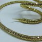 USED - Gold Tone Serpent Necklace & Spiral Bracelet w/ Green Jewel Eyes Greek, Egyptian, Goddess