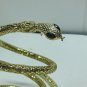 USED - Gold Tone Serpent Necklace & Spiral Bracelet w/ Green Jewel Eyes Greek, Egyptian, Goddess