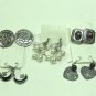 MIXED LOT H:5 pairs Pierced Earrings, silver tone, black, brown, pearl