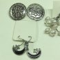 MIXED LOT H:5 pairs Pierced Earrings, silver tone, black, brown, pearl