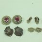 MIXED LOT F: 4 pairs of Vintage Earrings- gold tone, copper, rhinestone, red gem