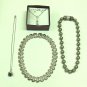 MIXED LOT O: 5 pieces - Pierced Earrings & Necklaces, silver tone