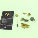 MIXED LOT Q: 6 Vintage Tie Pins: Clasp and Tack Style, Silver & Gold Tones