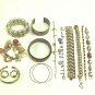 MIXED LOT S- 13 Bracelets: bangles, cuffs, stretchy, chain, silver & gold tones