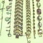MIXED LOT S- 13 Bracelets: bangles, cuffs, stretchy, chain, silver & gold tones