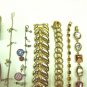 MIXED LOT S- 13 Bracelets: bangles, cuffs, stretchy, chain, silver & gold tones