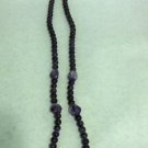 NEW - Amethyst long bead necklace with small silver tone clasp