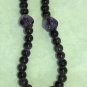 NEW - Amethyst long bead necklace with small silver tone clasp
