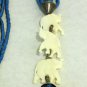 NEW VINTAGE - 1980's Dyed Turquoise Puka Shell and Carved Bone Necklace Set