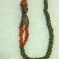 NEW - Artisan Polymer/Clay Long Bead Necklace with Silver Dragon