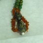 NEW - Artisan Polymer/Clay Long Bead Necklace with Silver Dragon