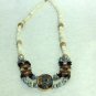 NEW - Artisan Ceramic & Copper Long Bead Necklace with Agate