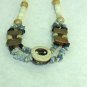 NEW - Artisan Ceramic & Copper Long Bead Necklace with Agate
